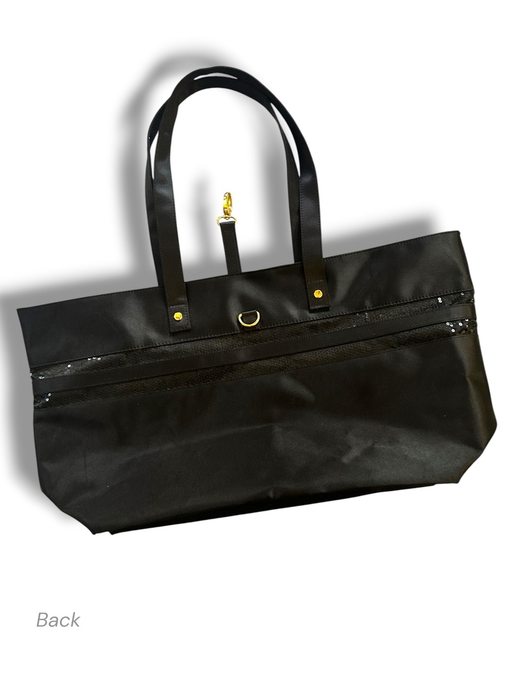 Nine West Love Fury Tote Bag Black w Sequins & Gold Accents Medium Size Carry On - Picture 2 of 10